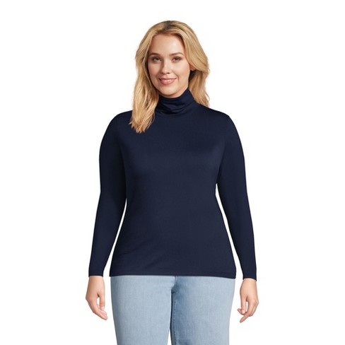 Smooth Stretch Cotton Turtleneck Long-Sleeve T-Shirt