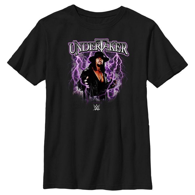 Boy's WWE Undertaker Purple Lightning Logo T-Shirt, 1 of 6