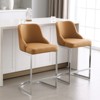 Bekrvio Bar Stools Set of 2, 26” Counter Height with Back - Upholstered PU Leather/Velvet  Steel U-Shaped Base for Kitchen Counter Island - 3 of 4