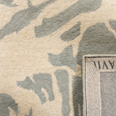 Bella 7' Square Gray and Ivory Hand-Tufted Wool Rug