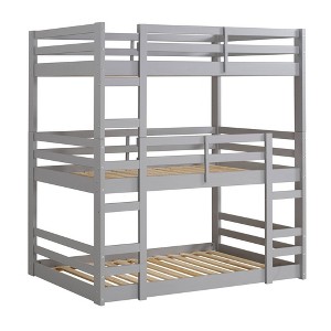 Solid Wood Triple Bunk Bed Gray - Saracina Home