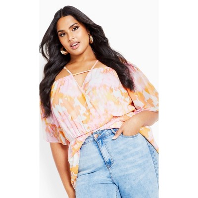 Women's Plus Size Adelina Print Top - sunset haze | CITY CHIC