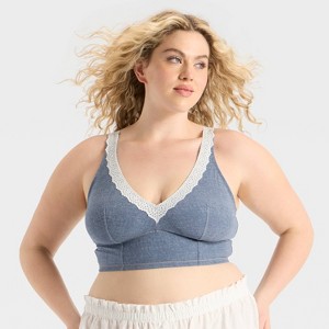 Women's Denim Scoop Longline Bralette - Colsie™ Dark Blue - 1 of 3