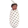 Touched by Nature Baby Boy Organic Cotton Swaddle Blanket and Headband or Cap, Moose, One Size - 3 of 4