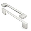 Cauldham Solid Kitchen Cabinet Pulls Handles (5" Hole Centers) - Modern Thin Profile Drawer/Door Hardware - Style M255 - Satin Nickel - image 2 of 4