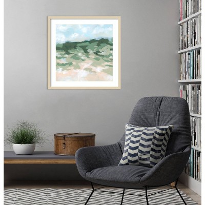 Blockbrush Valley II Abstract Landscape Framed Print in Natural Wood