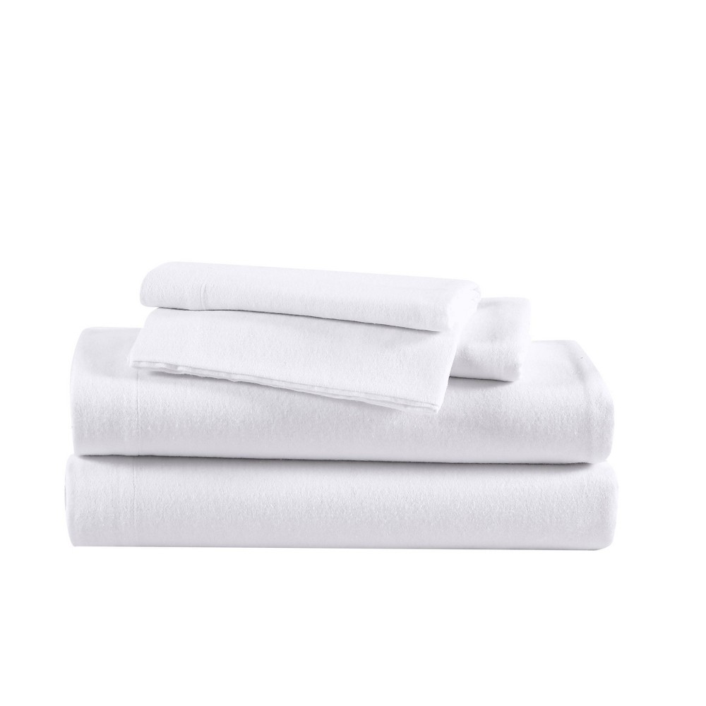 Photos - Bed Linen Eddie Bauer King Solid Flannel Sheet Set White  