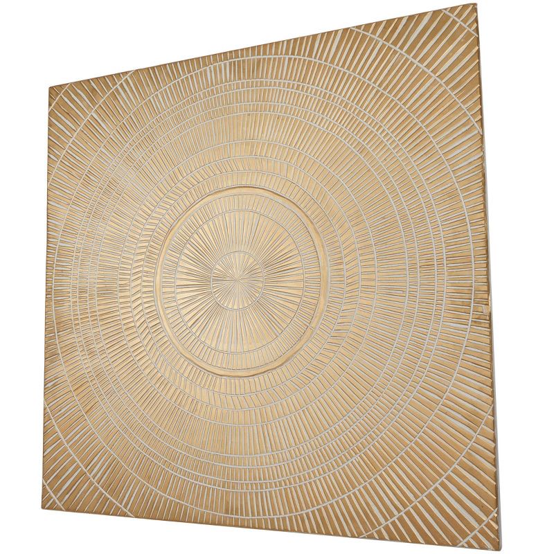 Wood Geometric Handmade Intricately Carved Radial Wall Decor Gold - Olivia & May, 2 of 5