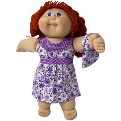 Doll Clothes Superstore Lavender Floral Dress with Matching Purse for 15-16 Inch Cabbage Patch & Baby Dolls