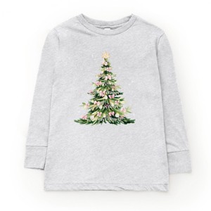 Watercolor Christmas Tree Sparkle - Toddler Long Sleeve Graphic Tee and Youth Long Sleeve Graphic T-Shirt - 1 of 3