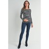 Hello Miz Women's Long Sleeve Side Ruched Striped Maternity T-Shirt - 4 of 4