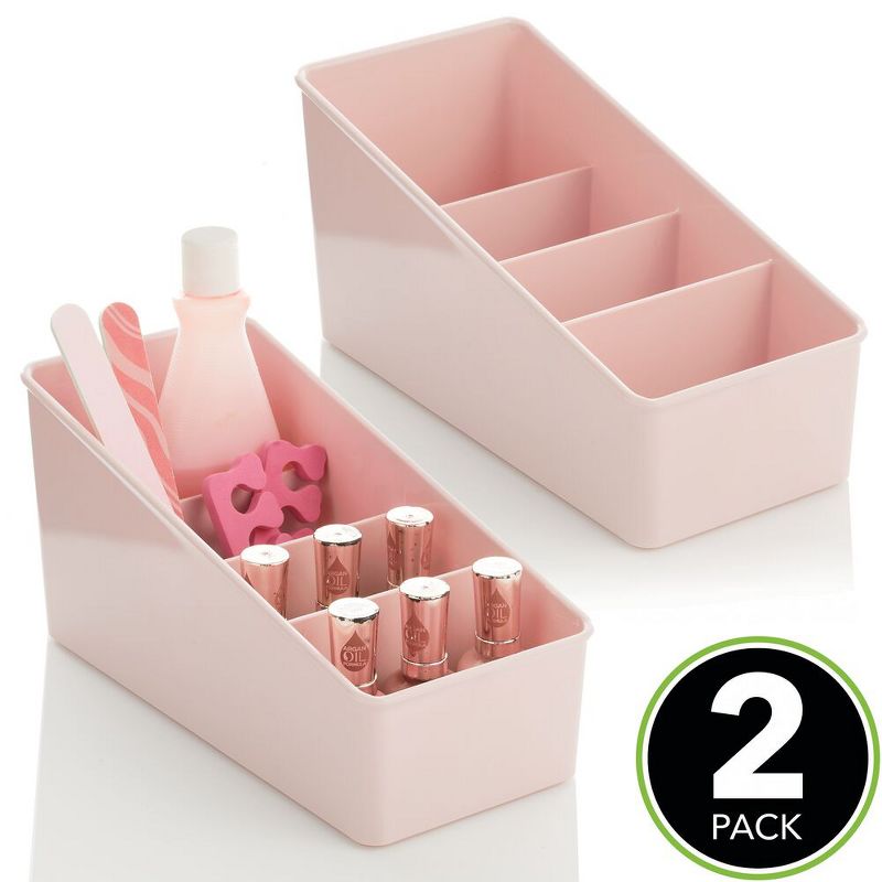 mDesign Plastic Makeup Storage Organizer for Vanity, 4 Sections - 2 Pack, 2 of 10