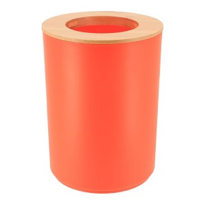 Evideco French Home Goods Bathroom Trash Can Padang Bamboo Top 1.3 Gal - 1 of 4