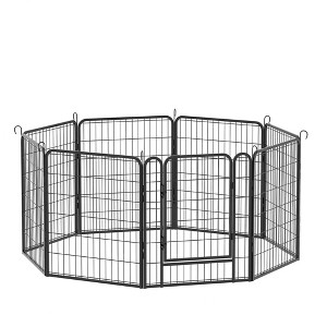 SEVOBAL Pet Crates and Houses 8 Panel Heavy Duty Metal Playpen with Door for Outdoor Yard Lawn Garden, Black, 53.94"*53.94"*31.7" - 1 of 4