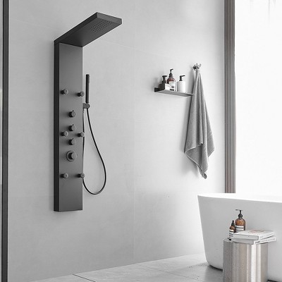 Matte Black 47'' Stainless Steel Shower Panel with Jets