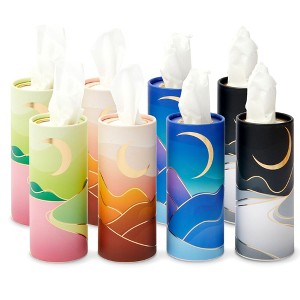 Zodaca 8-Pack Round Tissue Boxes for Car Cup Holder (50 Tissues Per Container) - Moon Crescent Designs - 1 of 4