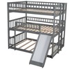 NicBex Full Bunk Bed Convertible Triple Pine Frame with Slide, Short Ladder, Long Ladder and Full Length Guardrail, No Box Spring Required - 3 of 4