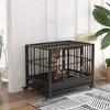 Ridstar 36.25 in. W Gray Heavy Dog Crate Metal Cage with Lockable Wheels, Double Door & Removable Tray - 3 of 4