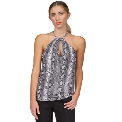 Michael Kors Womens Glitter Halter Blouse Top