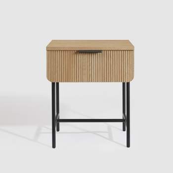 Modern Reeded 1 Drawer Side Table - Saracina Home