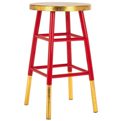 Transitional 24" Red and Gold Metal Counter Stool
