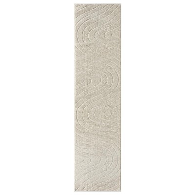 Cream Geometric Wave Synthetic Area Rug, 2'0" x 3'1"