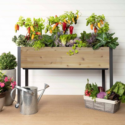 Cedar Self-Watering Elevated Garden Planter with Wheels