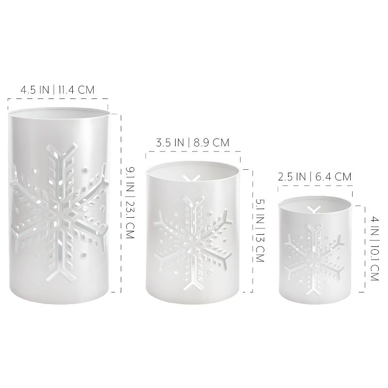 AuldHome Design Snowflake Candle Lanterns for Pillar Candles, 3pc Set; Christmas Holiday Decor Centerpiece Candle Holders, 3 of 9