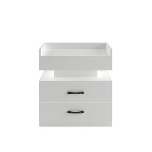 Gulches LED Nightstand with 2 Drawers, Remote-Controlled Adjustable Light Strip, MDF Side Table for Bedroom Living Room (White) - 1 of 4