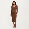 Anna-Kaci Women's Ribbed Knit Maternity Dress with Long Sleeves, Scoop Neckline and Stretch Fit Designed - 3 of 4