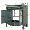 NicBex Bathroom Vanity with Sink –Rectangle Ceramic Basin, Tip-Out Tray, Rubber Wood Legs & Floral Patterns, Vintage Bathroom Vanity Cabinet - 3 of 4