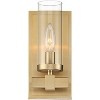 Stiffel Aron Modern Wall Light Sconce Brass Metal Hardwire 4 1/2" Fixture Clear Glass Cylinder Shade for Bedroom Bathroom Vanity Reading Living Room - 4 of 4