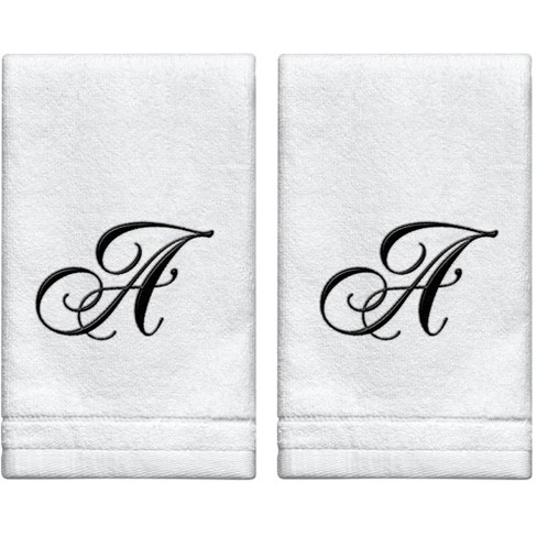 SKL Home Casual Monogram Letter X Bath Towel, white, cotton
