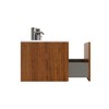 36" Wall Mounted Floating Bathroom Vanity With Ceramic Sink Striped Walnut Bathroom Vanity No Drain And Faucet - 3 of 4