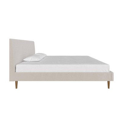 Ivory Velvet King Upholstered Bed with Tufted Headboard