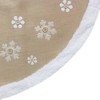 Northlight 48-Inch Beige and White Snowflake Embroidered Christmas Tree Skirt - 4 of 4