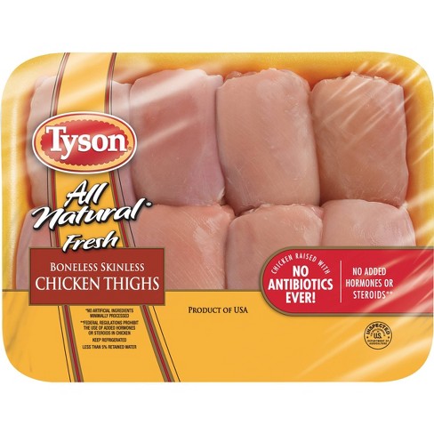 Tyson All Natural Boneless & Skinless Antibiotic Free Chicken Thighs - 1.26-2.938 lbs - price per lb - image 1 of 4