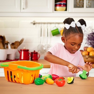46-Piece Multicolor ABS Plastic Play Food Set with Kitchen Accessories