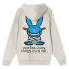 It's Happy Bunny Cute But Crazy Long Sleeve Sand Adult Hooded Sweatshirt - 2 of 4