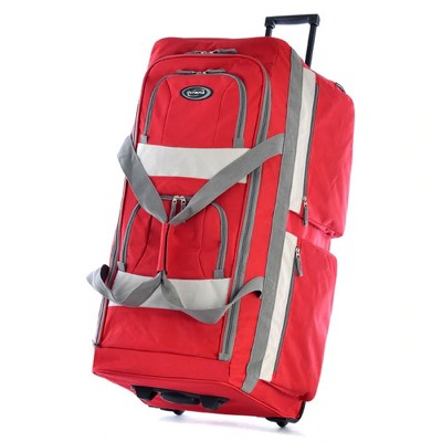 Olympia 8 Pocket U Shape Rolling Polyester Duffel Luggage Bag Suitcase with Push Button Hide Away Retractable Handle