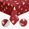 Waterproof Tablecloth - Holiday Party Tablecloth, Merry Christmas Print, Red Base with Random Deer and Christmas Tree, Dining Room and Kitchen Decor - 3 of 4