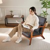 VECELO Mid-Century Modern Accent Chair, Upholstered Lounge Chair with 1 Pillow, Solid Wood Frame, Black - 2 of 4