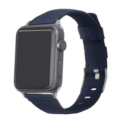 Insten Woven Canvas Fabric Band Compatible with Apple Watch 45mm 44mm 42mm Series 7 6 SE 5 4 3 2 1, Navy Blue Strap