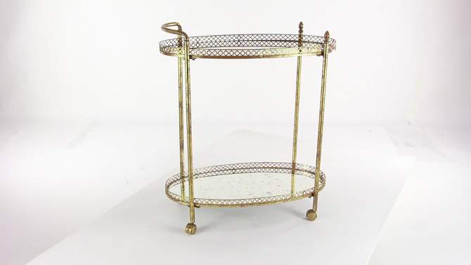Oval Mirror Rolling Bar Cart Gold - Olivia &#38; May, 2 of 7, play video
