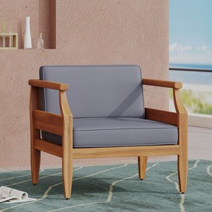 Christopher Knight Home Bianca Outdoor Acacia Wood Club Chairs with Cushions - 1 of 4