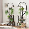 2 Pack 6-Tier Tall Plant Stand, Metal Indoor Plant Stand with Detachable Wheels, Half-Heart Shape Plant Stands with Drawers - 2 of 4