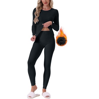 INSPIRE CHIC Women's Thermal Underwear Sets Long Sleeve Shirt with Leggings Cold Winter Base Layer Pajamas Set
