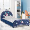 Infans Kids Upholstered Platform Bed Children Twin Size Wooden Bed Rocket Pattern - 2 of 4