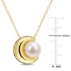 EVERLY JEWELRY | Yellow Plated Sterling Silver 8-8.5mm Cultured Freshwater Pearl Crescent Moon Pearl Pendant with Chain - 17 in - 3 of 4
