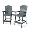2Pcs Patio Tall Adirondack Chairs Bar Chairs, Outdoor Adirondack Barstools with Connecting Tray, Bar Stool Chair with High Back - 3 of 4